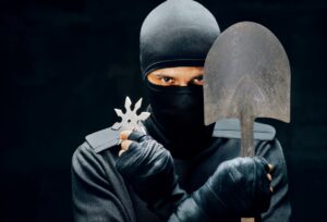 A ninja holding a spade