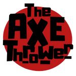 The Axe Thrower text in block characters on red circle background