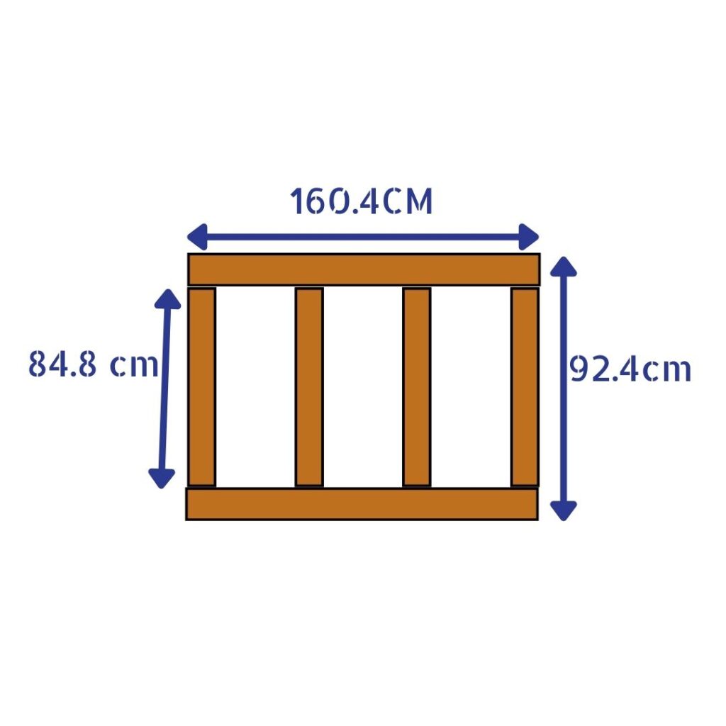 Diagram of a "shelf" consisting of two horizontal lengths with four vertical lengths between them